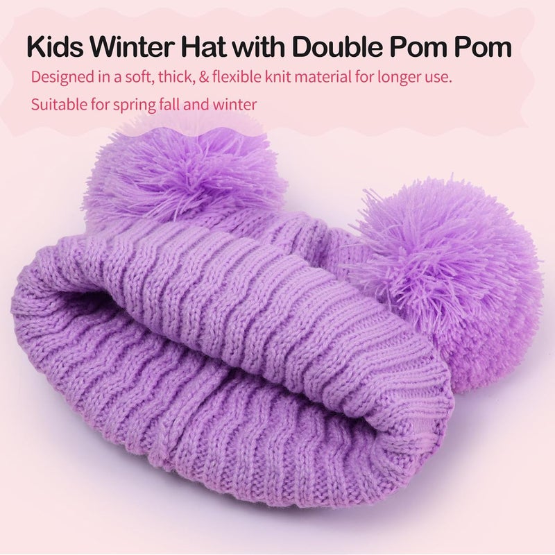 KDVOG Store Kids Winter Hat Warm Knitted Beanies with Double Pom Pom Thick Ski Cap for Boys Girls 7-12 Years - Image 4